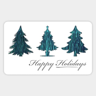 Happy Holidays! Teal Textured Christmas Trees Magnet